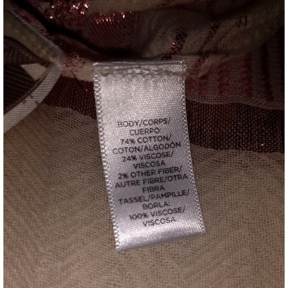 NWT Loft Scarf - Cream & Pink w/tassels - Picture 6 of 7